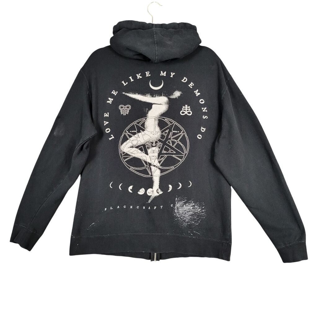 BLACK CRAFT Love Me Like My Demons Do Graphic Full Zip Hoodie SIZE IV US XL
